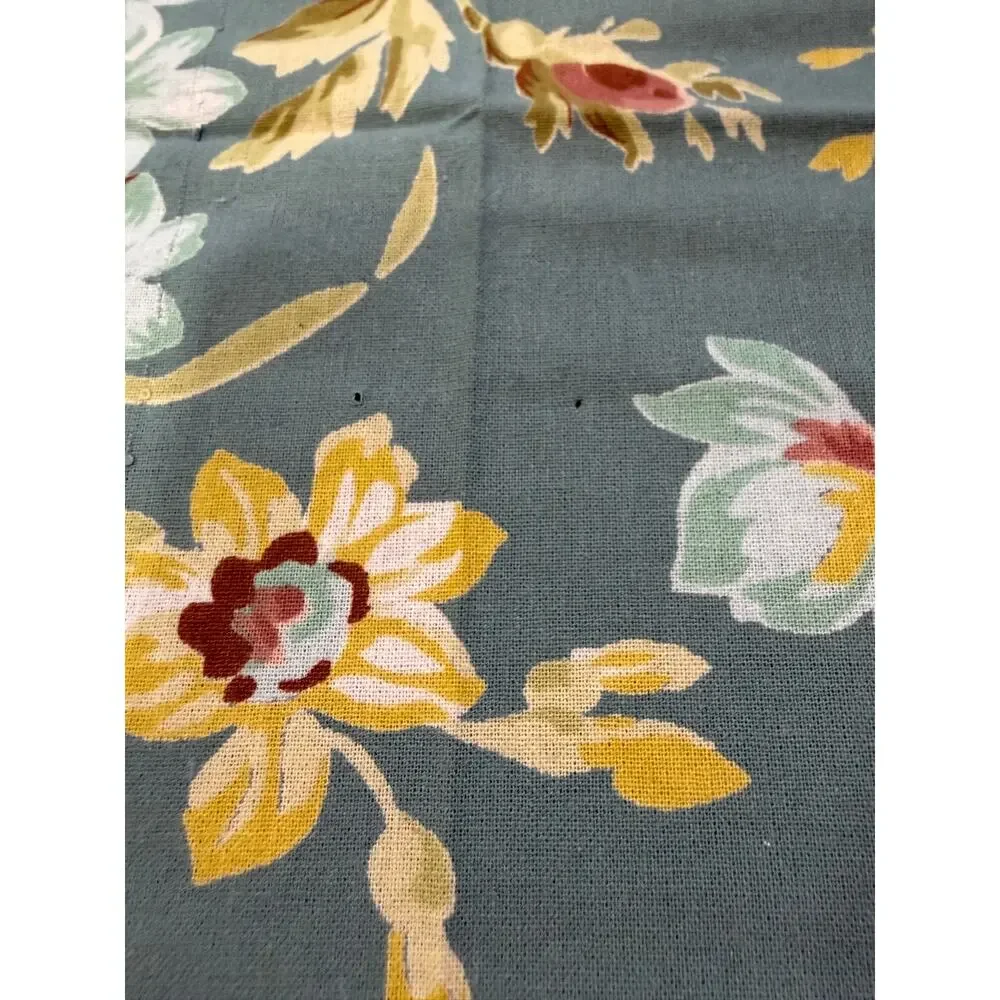 Set of 10 April Cornell Dinner Napkins 100% Cotton Floral Teal Blue Yellow